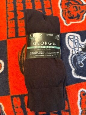 George Men's Cotton Crew Socks - Black (5 Pack)